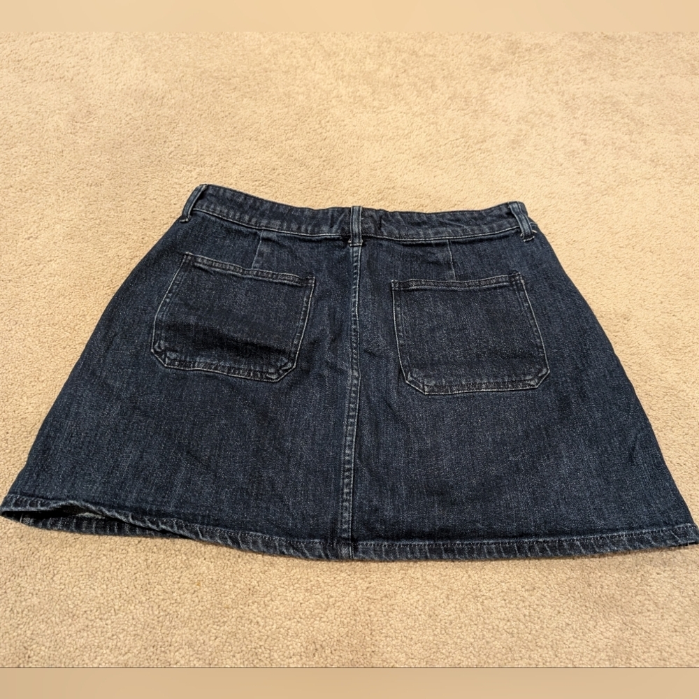 Madewell Women's Size 30 Zip-Front Dark Wash Denim Mini Skirt Utility Pockets - Picture 4 of 4